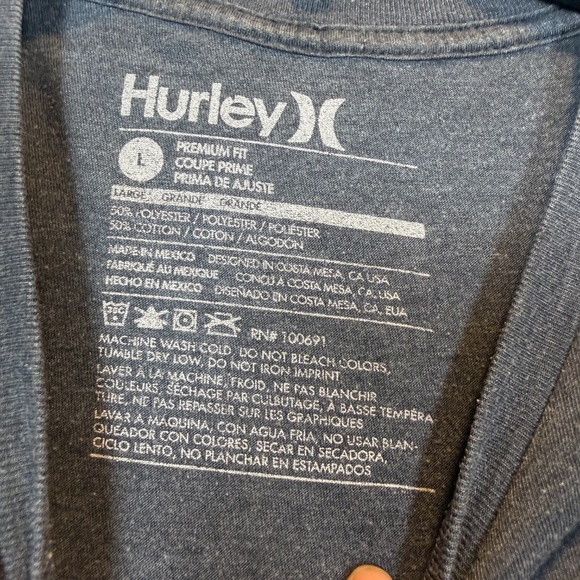 Hurley T-Shirt Mens Size Large Grey Graphic Premium Fit Distressed Look - Picture 3 of 6